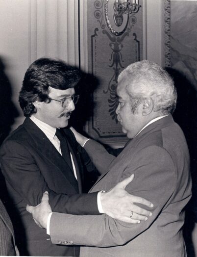 El presidente Herrera Campíns y el autor, Palacio de Miraflores, 1981.